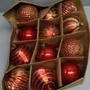 SHareconn 80mm Christmas Balls Ornaments,12PCS Colored Shatterproof Plastic Decorative Hanging Tree Decorations Baubles Set for Xmas Tree Decor Holiday Party Wedding Decoration with Lanyard,Red & Gold (8CM)