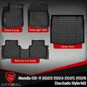 Floor Mats & Cargo Liner Compatible with Honda CR-V 2023 2024 2025 2026 (Include Hybrid), Full Set All Weather Protection 1st, 2nd Row Car Liners & Trunk Mat, Black