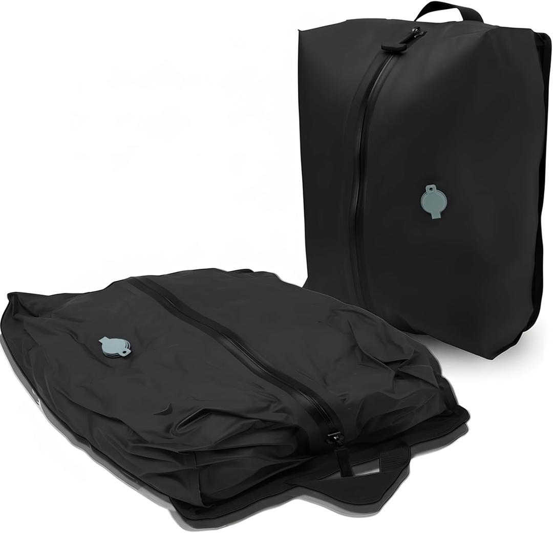 Travel Vacuum Bags,Reusable Space Saver Bags with IP67 Waterproof Zipper 17L Packing Cubes for Suitcase, Compression Bag Backpack,Luggage,Yoga,Swim,Beach(1PACK,Black)
