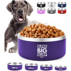 Tuff Pupper Heavy Duty Insulated Dog Bowl | Double Wall Stainless Steel Dog Food Dish | Non-Slip Spill Proof Dishwasher Safe Cat Bowl | Water Dish for Feeding Large Medium Small Pets (188oz, Purple) Tuff Pupper Heavy Duty Insulated Dog Bowl | Double Wall Stainless Steel Dog Food Dish | Non-Slip Spill Proof Dishwasher Safe Cat Bowl | Water Dish for Feeding Large Medium Small Pets (188oz, Purple)