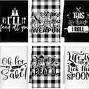 Bencailor 6 Pcs Black White Plaid Kitchen Towels Decorative Sets Dish Towels Absorbent Fast Drying Hand Tea Vintage Hanging Reusable Cleaning Dishcloths for Cooking Farmhouse Bathroom Accessory