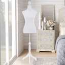 Mannequin Body Dress Form Torso Female Manikin 49.6-63.4 Inch Height Adjustable Wooden Tripod Stand High Density Foam Portable Display Mannequin (White)