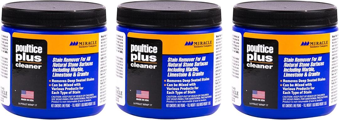 Miracle Sealants Poultice Plus Stain Remover for Countertops, Tile, Stone & Masonry, 1 lb, 3 Pack