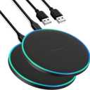 Wireless Charger Compatible with iPhone 16 15 14 13 12 11 Pro Max/Mini/Plus/XR/X/8, 15W Max Fast Wireless Charging Pad Mat for Samsung Galaxy S23/S22/S21/S20/S10, Galaxy Buds