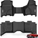 YITAMOTOR Floor Mats Compatible with 2013-2018 Dodge Ram 1500/2500/3500 Crew Cab & 2019-2024 Ram 1500 Classic Crew Cab, Custom Fit TPE Floor Liners 1st & 2nd Row All-Weather Protection, Black (Bench Seat)
