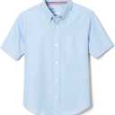 French Toast Boys Short Sleeve Oxford Dress Shirt (Standard & Husky) (Light Blue) 18 Husky