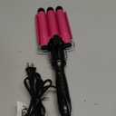 Three Barrel Curling Iron 1 Inch, 7 Heat Settings 180-430F, Ceramic Triple Hair Waver for Beach Waves, Dual Voltage 110-240V, Auto Shut-Off, Glove Included, Pink