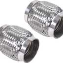 2PCS Exhaust Flex Pipe Stainless Steel Double Braid Long Heavy Duty 2.5''Inch x 4''Inch w/Ends 4'' inch Long