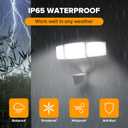 UME 2 Pack 5500LM LED Security Lights Motion Sensor Light Outdoor, 49W, 5000K Daylight, IP65 Waterproof, Dusk to Dawn, 3 Head Motion Detected Flood Light for Garage, Yard, Porch (White)