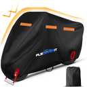 Motorcycle Cover, 600D Heavy Duty Waterproof Motorbike Cover, Dustproof Motorcycles Vehicle Cover Scooter Shelter Protection with Reflective Strips & Storage Bag 97.5" x 41" x 50" (Black)