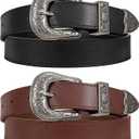 SUOSDEY Women's Leather Belts for Jeans Belt with Vintage Metal Buckle Belt for Women, Size: Fit waist size 47''-52''