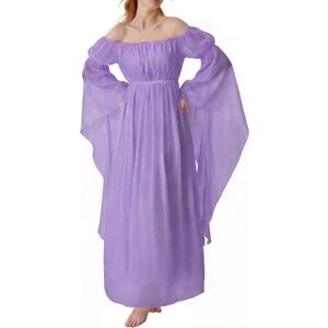 YESSA Renaissance Dress Women Peasant Dress, Medieval Dress for Women, Ren Faire Costume Boho Cottagecore Maxi Dress  Small