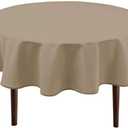 Hiasan Round Tablecloth 50 Inch - Waterproof Stain Resistant Spillproof Polyester Fabric Table Cloth for Dining Room Kitchen Party, Taupe