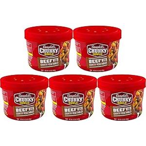 Campbell's Chunky Soup, Beef Soup with Country Vegetables, 15.25 oz Microwavable Bowl (Pack of 8) Best By: Nov-2026