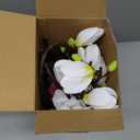 Janinka 8 Pcs Artificial Magnolia Flowers Stem for Spring Decoration Faux Fake Flora Stems Beautiful Magnolia Office Hotel Home Decor Accent Pieces(Pink, White)