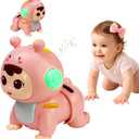 Hqwbof Crawling Baby Toys, Fun Tummy Time Toy for Toddler with Music and Light, Interactive Walking Moving Sensory Toys for Infant Baby Girls Boys, Age 12 to 18 Months