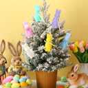 6 Pcs Flocked Easter Bunny Picks Pastel Bunny Picks Easter Rabbit Ornament with Bow 11" Tall for Spring Vase Table Floral Arrangement Centerpiece Wreath Tree Ornament