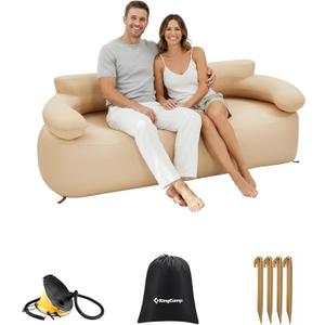 KingCamp Double Camping Inflatable Couch, Folding Air Sofa with Pump
2-Person Inflatable Couch, 880lb Support, Removable Cover & Portable Design Loveseat for Camping & Beach Backyard, RV, Patio