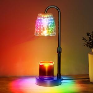 Candle Warmer Lamp with Timer Dimmer, 8 Colors LED Changing, Candle Lamp with RGB Model Adjustable Height for All Size Scented Candles with 2 Bulbs, Birthday Gifts for Women