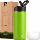 Koodee 16 oz Water Bottle-Stainless Steel Double Wall Vacuum Insulated Wide Mouth Water Flask with Straw Lid, BPA Free(Apple Green