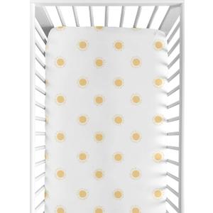 Sweet Jojo Designs Fitted Baby Crib Sheets (White and Yellow Boho Sun) for Boys or Girls, Infant Nursery, Toddler Room - Standard Size (Bohemian, Celestial, Sky, Desert, Sunshine, Outdoors, Nature)