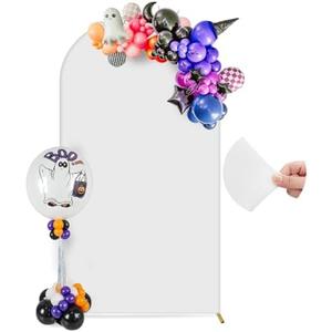 7.2FT Arch Backdrop Cover, Wedding Arch Cover Spandex Fitted Stretchy Background Stand, 2-Sided White Backdrop for Birthday Party Decorations Ceremony Baby Shower Banquet Christmas