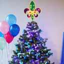 Mardi Gras Tree Toppers Decorations LED Large Wood Carnival Treetop Plug Purple Green Gold Mardi Gras Fleur De Lis Mystery Mask Decorations for Carnival Holiday Indoor Outdoor Party Favors (10 Inches)