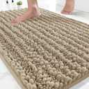  Bathroom Rugs Non Slip Washable 2.5 ft × 4.2 ft - Ultra Soft Absorbent Chenille Bath Mat, Quick Dry Shaggy Floor Carpet for Tub Shower, Camel Home Decor Accessories