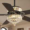 52 Inch Crystal Fandelier Ceiling Fan with Light, Farmhouse Ceiling Fan Chandelier with 6 Speeds, Quiet Reversible Noiseless DC Motor, 3CCT, Indoor Ceiling Fans for Living Room Bedroom
