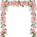 2 Pack Artificial Peony Garland Flowers, 12ft Floral Greenery Garland Rose Flower Vine with Pink Peony and Green Leaves for Wedding Dining Table Home Party Decor (2, Pink)
