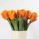 12PCS Artificial Tulips Flowers,Realistic and Real Touch Silk Tulips Bouquets for Table Decor Home Room Kitchen Cafe Office Party Wedding Gift Christmas and More Decor(Orange)
