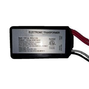 60 Watt Halogen Electronic Potted Transformer 120 Volt in-Out / 12 Volt Output Auto Restart Soft Start Short Circuit Protected with Auto Restart