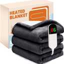 Electric Heated Blanket,Flannel & Sherpa Fast Heating Soft Fleece Heated Twin Blanket 62"x84" with 6 Heating Levels & 10H Auto Off - Grey