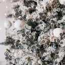 Riceshoot 50 Pcs Christmas Tree Picks and Sprays Artificial Glitter Stem Ornaments Curly Decorative Sticks for Vases Tall Candy Christmas Tree Twigs for Wedding Holiday Party Decoration(Black,White)