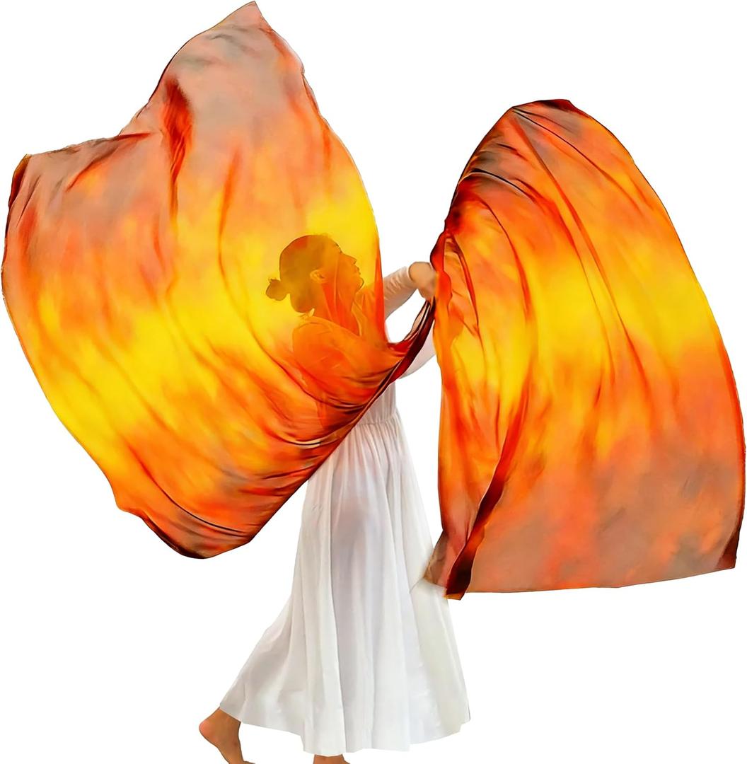 Wuchieal 53 X45 Inch Rectangle Worship Flags with Flex rods,Rectangular Praise Church Flag, Metallic Praise Dance Flags for Worship Dance Ministry Deep HY# Fire (Red&Yellow&Black)