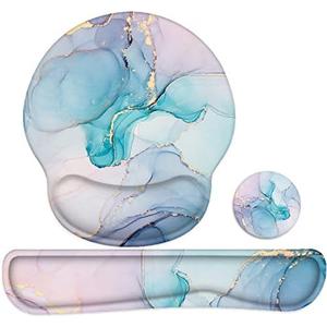 LATEEFAH Mouse Pad with Wrist Rest, 3-in-1 Gaming Mouse Pad, Keyboard Wrist Rest, Ergonomic Memory Foam Mousepad with Wrist Support for Computer Keyboard