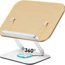 Viozon Book Stand for Reading,Book Holder, Height&Angle Adjustable, 360 Rotating Base, Foldable and Portable, Lightweight for Office, Kitchen, School Textbook, Recipe, Magazine,Kindle,Tablet LW