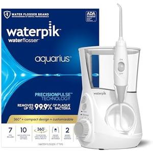 Waterpik Aquarius Water Flosser For Teeth Cleaning, Gums, Braces, Dental Care, Electric Power With 10 Settings, 7 Tips For Multiple Users And Needs, ADA Accepted, White WP-660, Packaging May Vary White Waterpik Aquarius Water Flosser For Teeth Cleaning, Gums, Braces, Dental Care, Electric Power With 10 Settings, 7 Tips For Multiple Users And Needs, ADA Accepted, White WP-660, Packaging May Vary White
