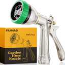 FANHAO Heavy Duty Garden Hose Nozzle, 100% Metal Water Hose Sprayer with 7 Spray Patterns, Ergonomic Rear Trigger, High Pressure Water Nozzle Sprayer for Watering Plants, Washing Car and Pet