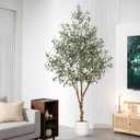 6FT Olive Trees Artificial Indoor - Realistic Artificial Olive Tree Indoor with White Planter, Large Full Fake Plants with Lifelike Fruits and Leaves for Modern Home Office Living Room Decor
