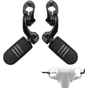 FOVPLUE 1.25" Highway Footpegs,Short Angled Adjustable Highway Pegs w/Mounts for Harley Touring Street Glide Electra Glide Road King Softail CVO Dyna Trike VRSC Sportster w/1-1/4" Engine Guard,Black#3