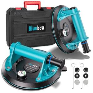 8 inch Suction Cups - 2 Pack 880lbs suction cups for glass, Powerful Industrial Tile Suction Cup Tool for Lifting Glass, Tile, Granite, Includes Carrying Case