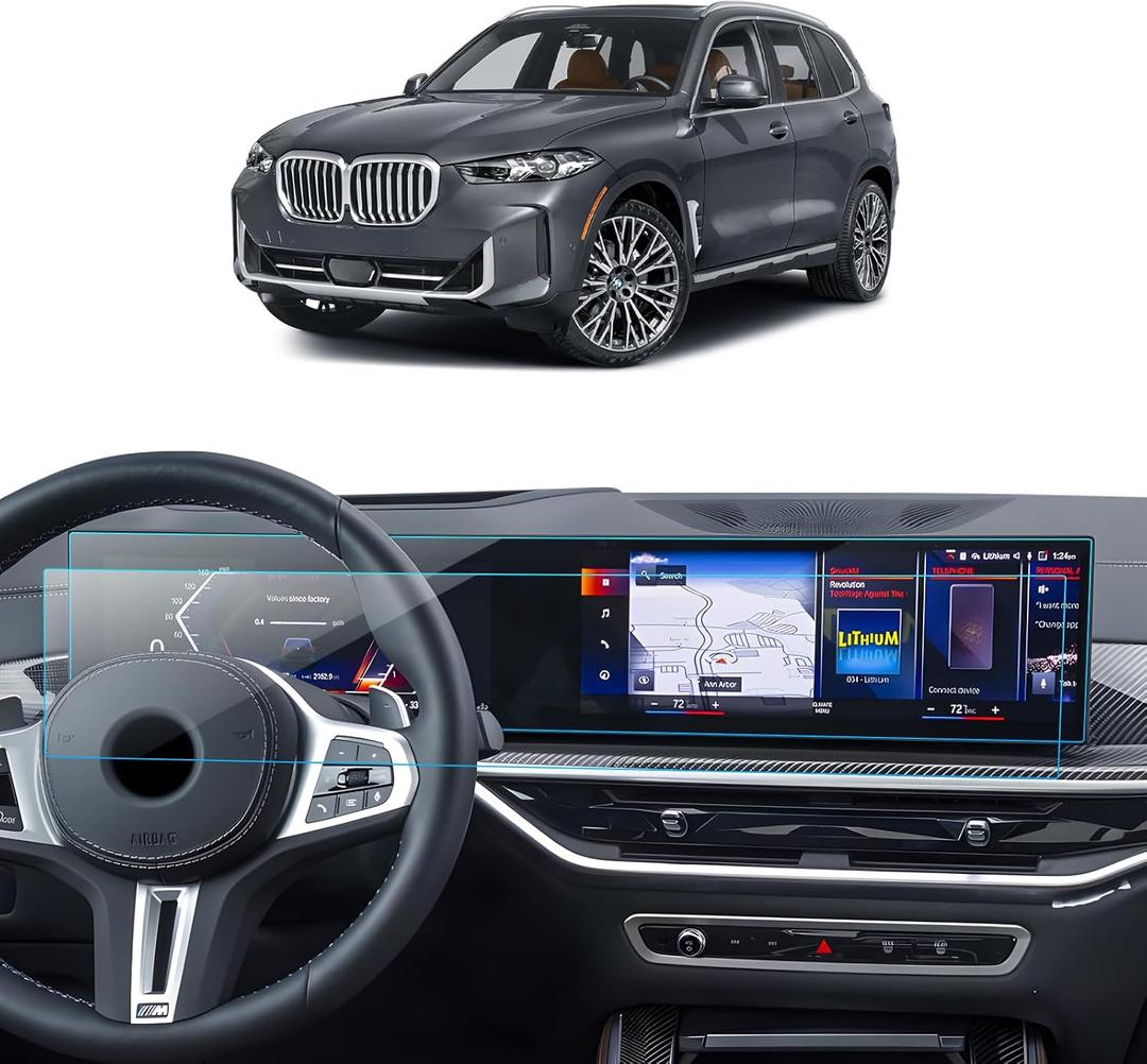 Car Screen Protector for BMW 2/3/4/Series, X5/X6/X7/iX 2023 2024 2025 2026 Accessories Navigation Digital Instrument Cluster Dual Displays Nano Screen Protector Film HD Clear 12.3''- 2PCS