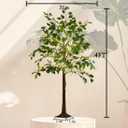 Hairui Artificial Ficus Silk Tree Lights 4FT 140LED Fairy Lights, Faux Plant Tree with Lights for Home Room Spring Summer Decoration Inside