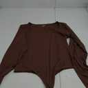 Avidlove Bodysuits for Women Long Sleeve Body Suits Womens Scoop Neck Bodysuit Double Lined Tops (Large, Brown)