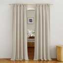 NICETOWN Linen Taupe Curtains 84 inches Long, Rod Pocket & Back Tab Flax Linen Window Treatments Privacy Vertical Drapes with Light Filtering for Bedroom/Living Room, W52 x L84, 2 Panels