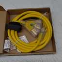 12FT 12 Gauge Heavy Duty Outdoor Extension Cord Waterproof with 3 Outlets & Lighted End, SJTW 15A 1875W 3-Prong Yellow Flexible Power Cord for Indoor Outside Decorations Garage, Garden, ETL