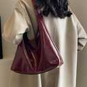 Women Tote Bags Soft Satchel Handbags PU Leather Tote Shoulder Bag Ladies Work Dating 2024 (Wine Red)
