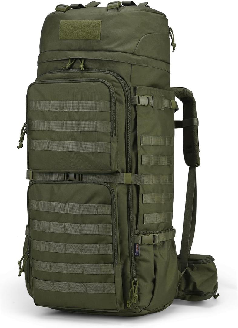 Mardingtop 75L Molle Hiking Internal Frame Backpacks with Rain Cover for Camping,Backpacking,Travelling (6312-army Green-75l)
