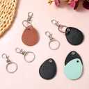 5PCS Key Fob Holder PU Leather Key Fob Holder ID Card Keys Chain Protector Case Cover with Keys Carabiner Clip Keychain Rings Keeper for Token Tag Door Entry Access Control(Black Brown Blue)